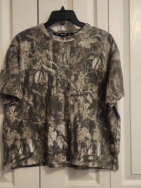 Men's Camouflage Print Short Sleeve Shirt - Olive/Gray